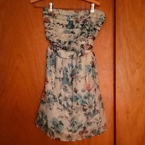 Floral strapless dress with belt. Delia's vintage.